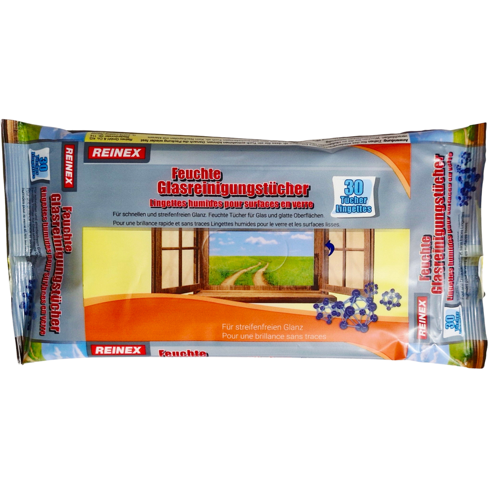 Reinex Glasreinigungst&uuml;cher feucht 30 St&uuml;ck