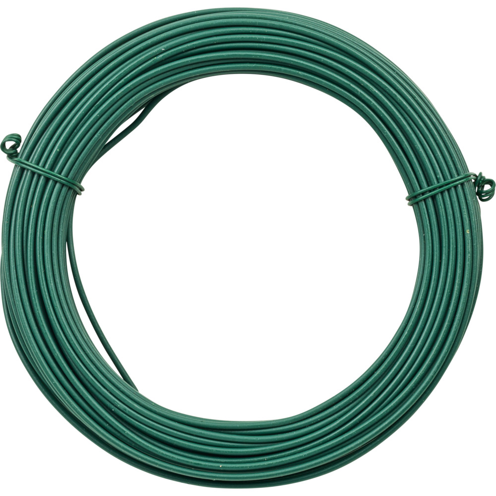 Bindedraht 25 m x 2 mm aus Stahldraht mit gr&uuml;ner Kunststoffummantelung image number 1