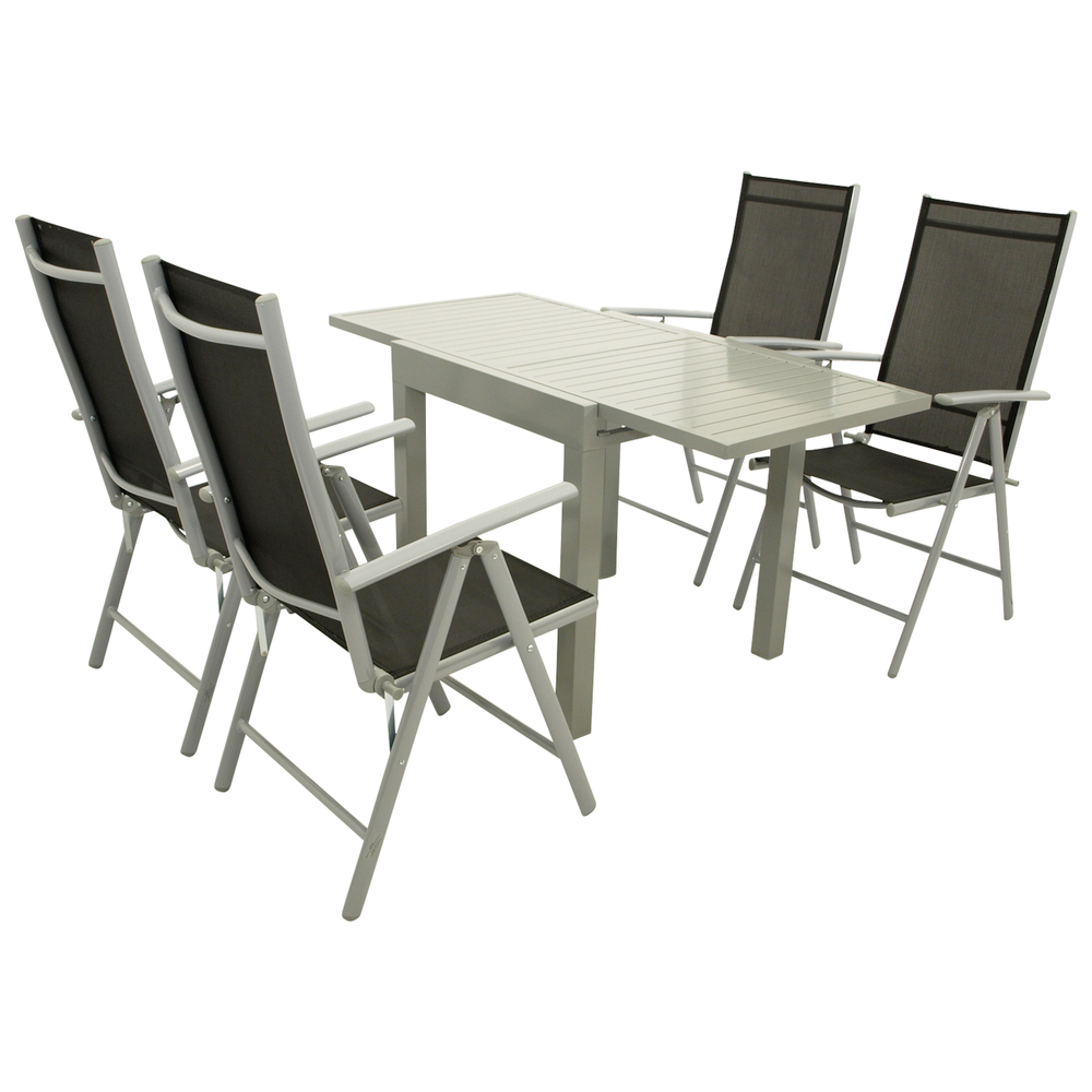 Gartengarnitur 5-teilig Aluminium Textilgewebe schwarz