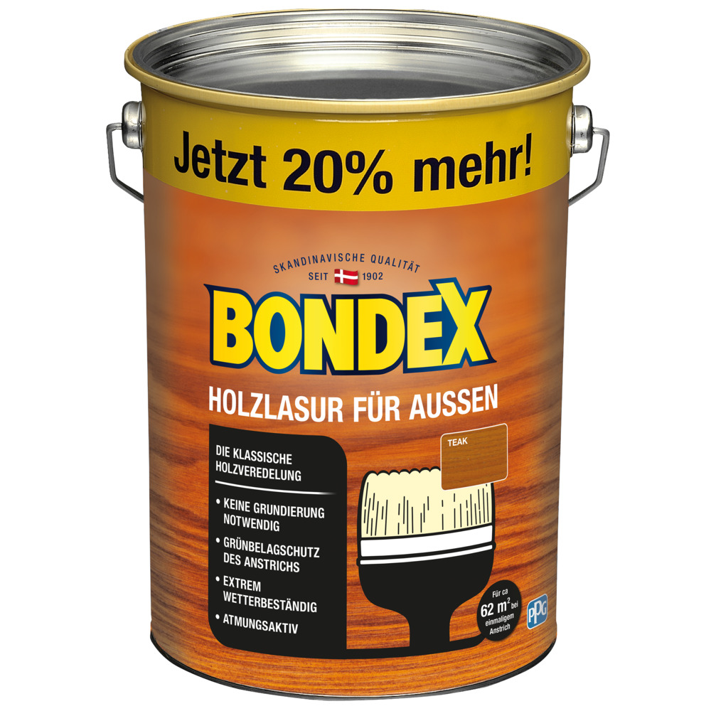 BONDEX Holzschutzlasur 4,8 Liter in Teak, f&uuml;r Au&szlig;en