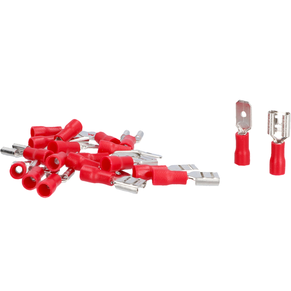 Steckverbinder Set 20-teilig 1,5 mm&sup2; 6,3 x 0,8 mm Stecker Kupplung isoliert