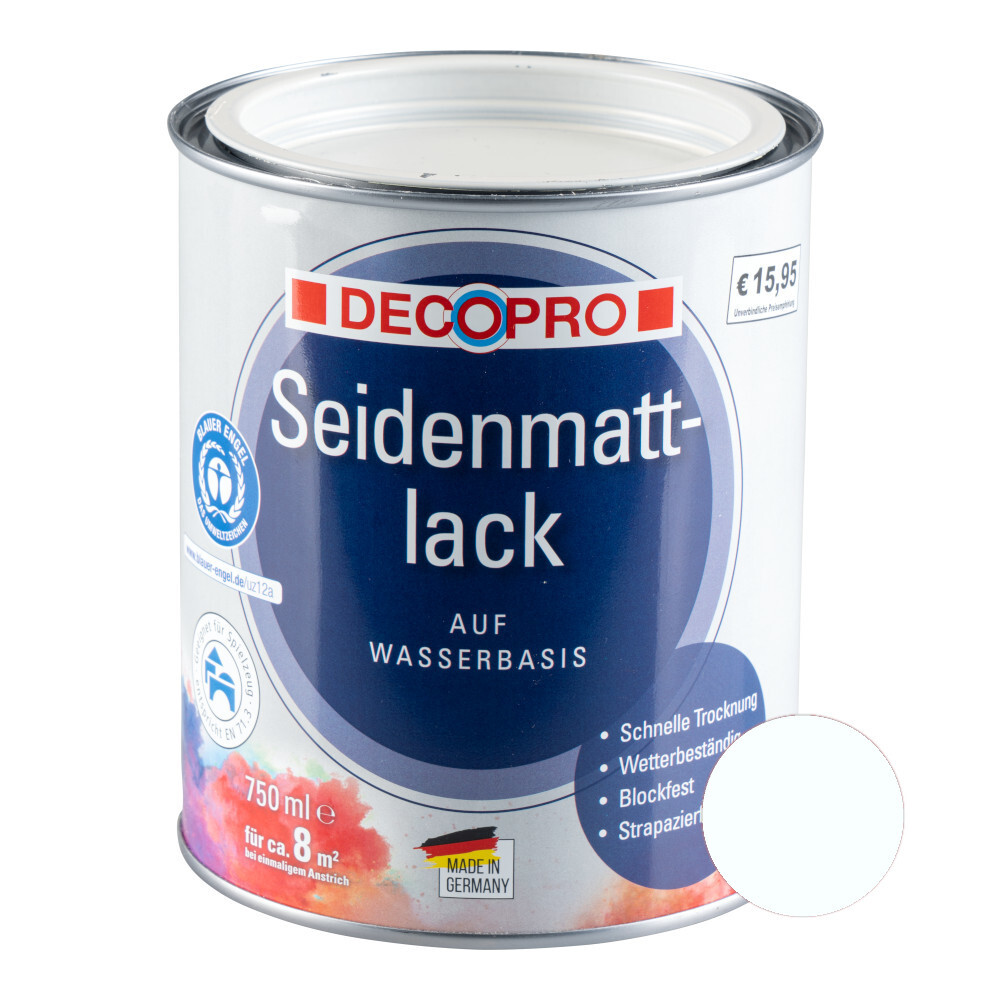 DECOPRO Acryl reinwei&szlig; Seidenmattlack 750ml