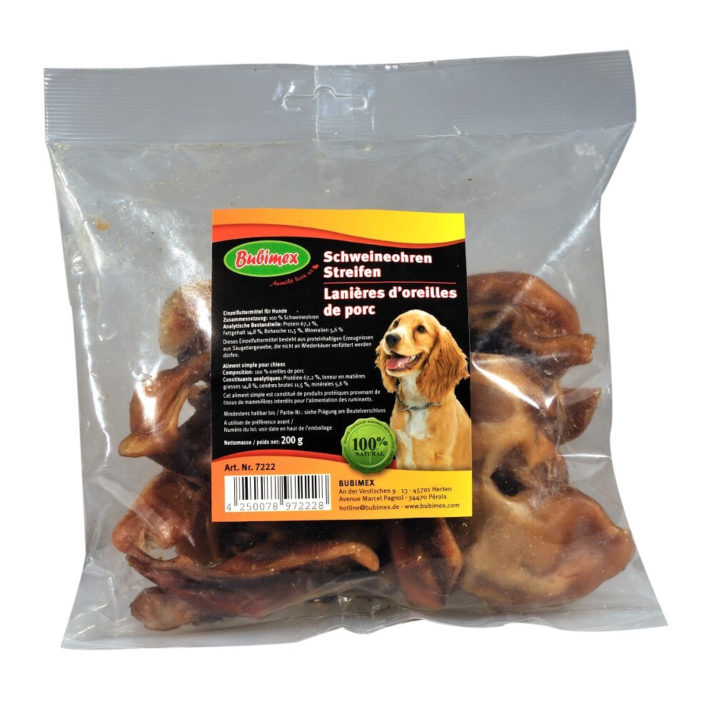 Bubimex Schweineohren-Streifen f&uuml;r Hunde 200 g