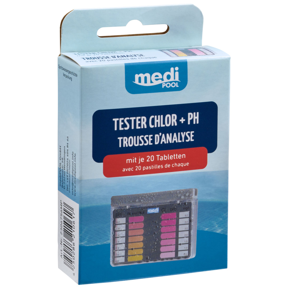 Pooltester f&uuml;r Chlor und pH-Wert mit Tabletten
