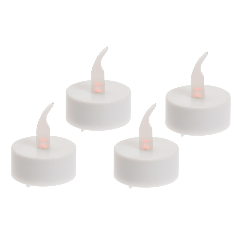 LED-Teelichter 4er Set wei&szlig; mit Flackereffekt