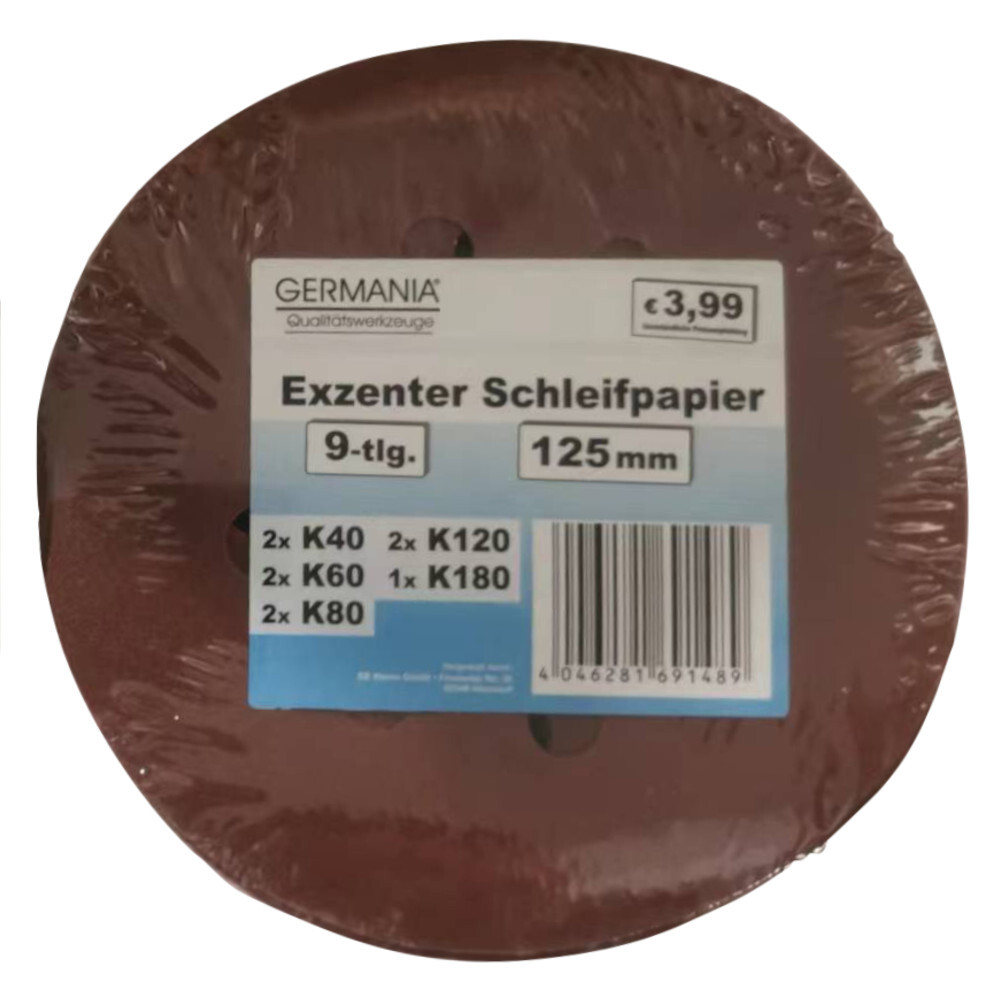 GERMANIA&reg; Schleifpapier-Set 9-teilig 125 mm von K40-180