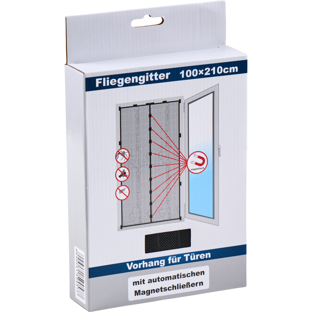 Fliegenvorhang mit Magnet f&uuml;r T&uuml;ren 100 x 210 cm schwarz image number 1