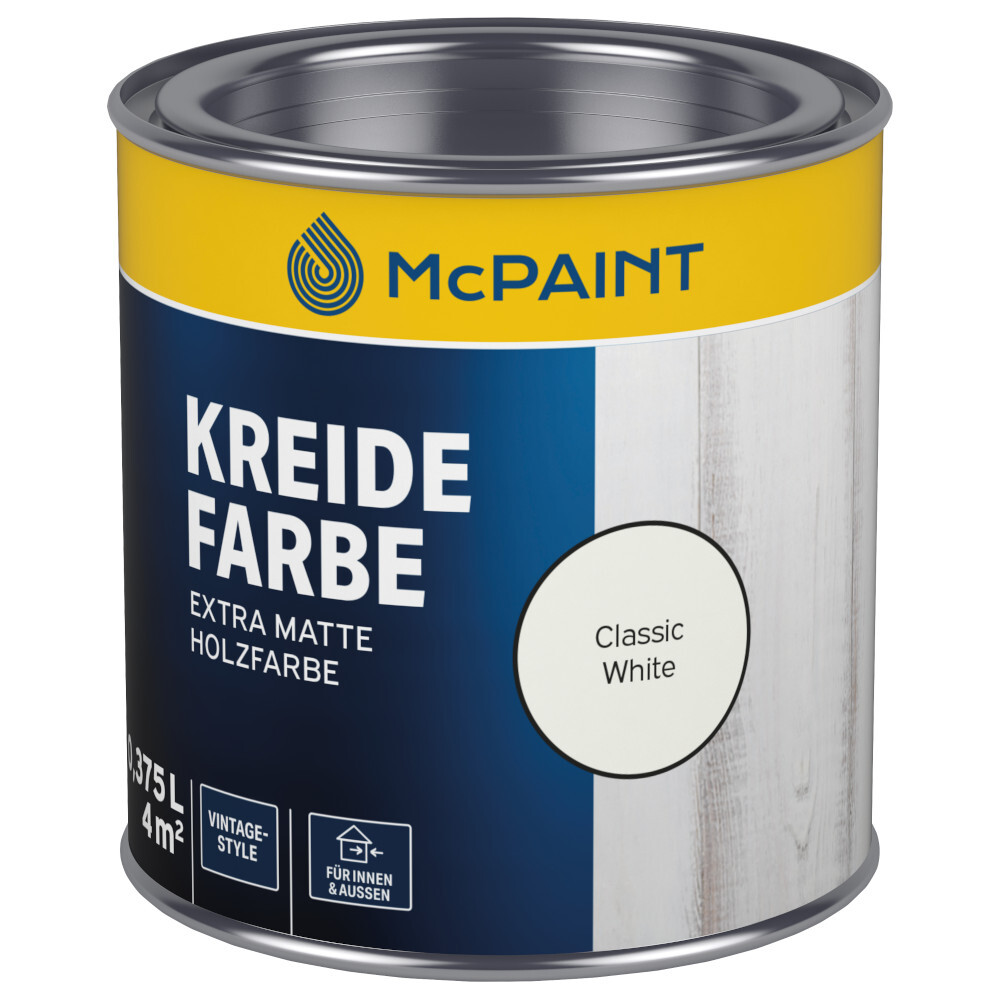 Kreidefarbe Classic White 375 ml, Holzfarbe f&uuml;r Innen & Au&szlig;en