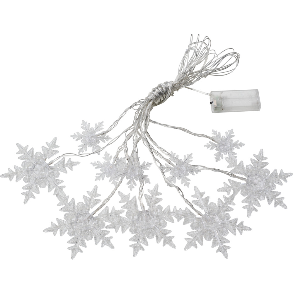 LED-Lichterkette batteriebetrieben mit 10 Schneeflocken