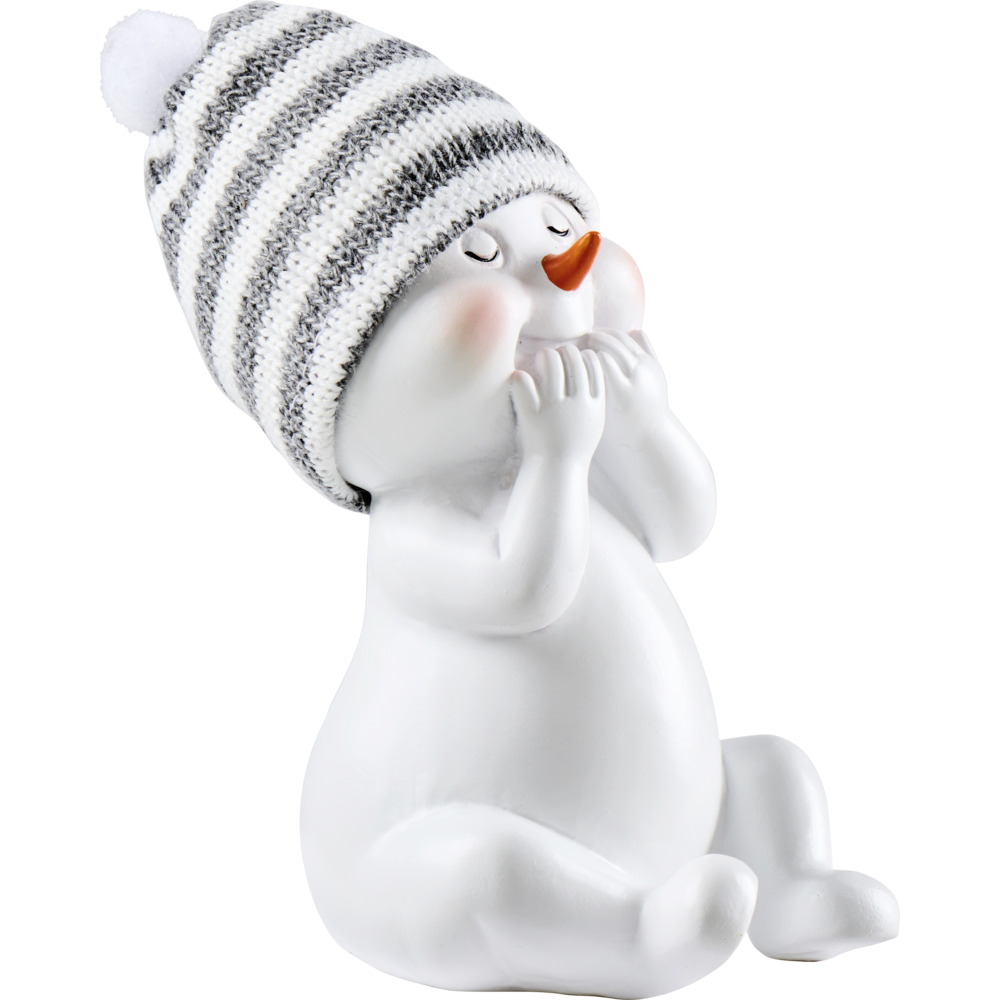 Dekofigur Schneemann mit Strickm&uuml;tze ca. 13 cm Polyresin Designauswahl image number 3