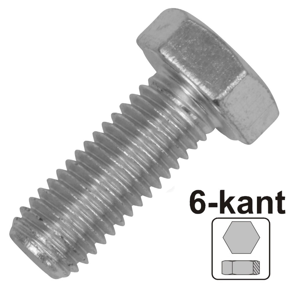 Maschinenschraube 8,0x25 mm M8 DIN933 galvanisch verzinkt