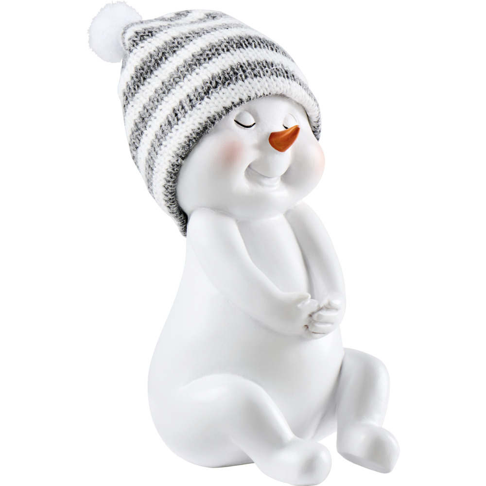 Dekofigur Schneemann mit Strickm&uuml;tze ca. 13 cm Polyresin Designauswahl image number 2