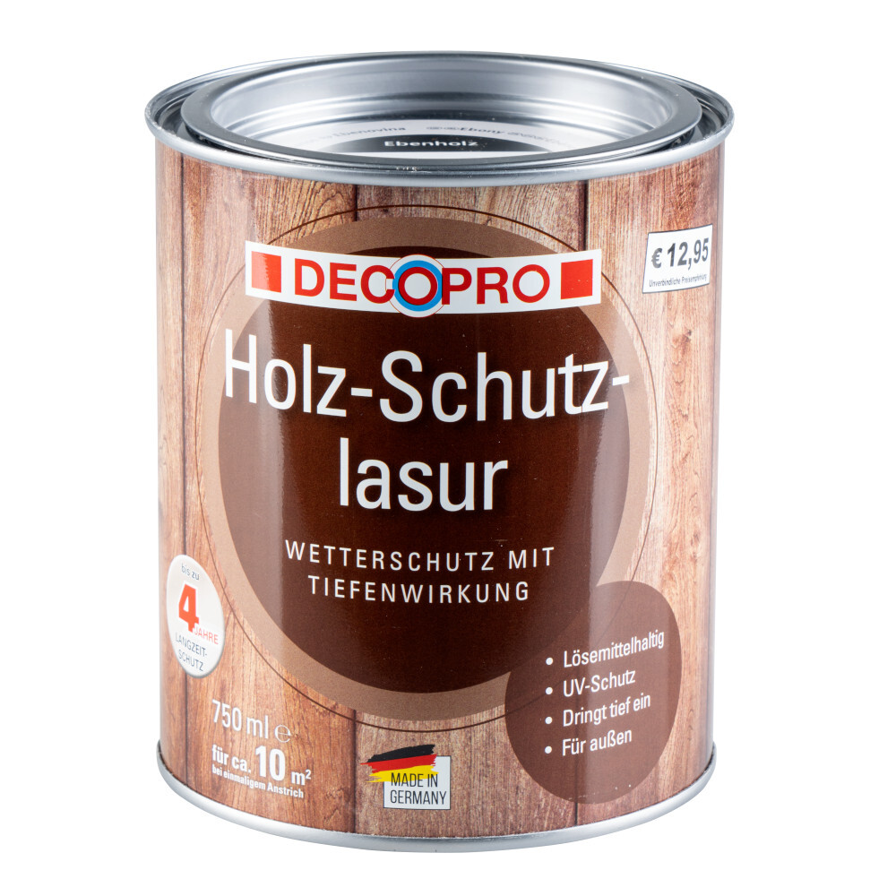 DECOPRO Holz-Schutzlasur seidengl&auml;nzend in ebenholz f&uuml;r au&szlig;en