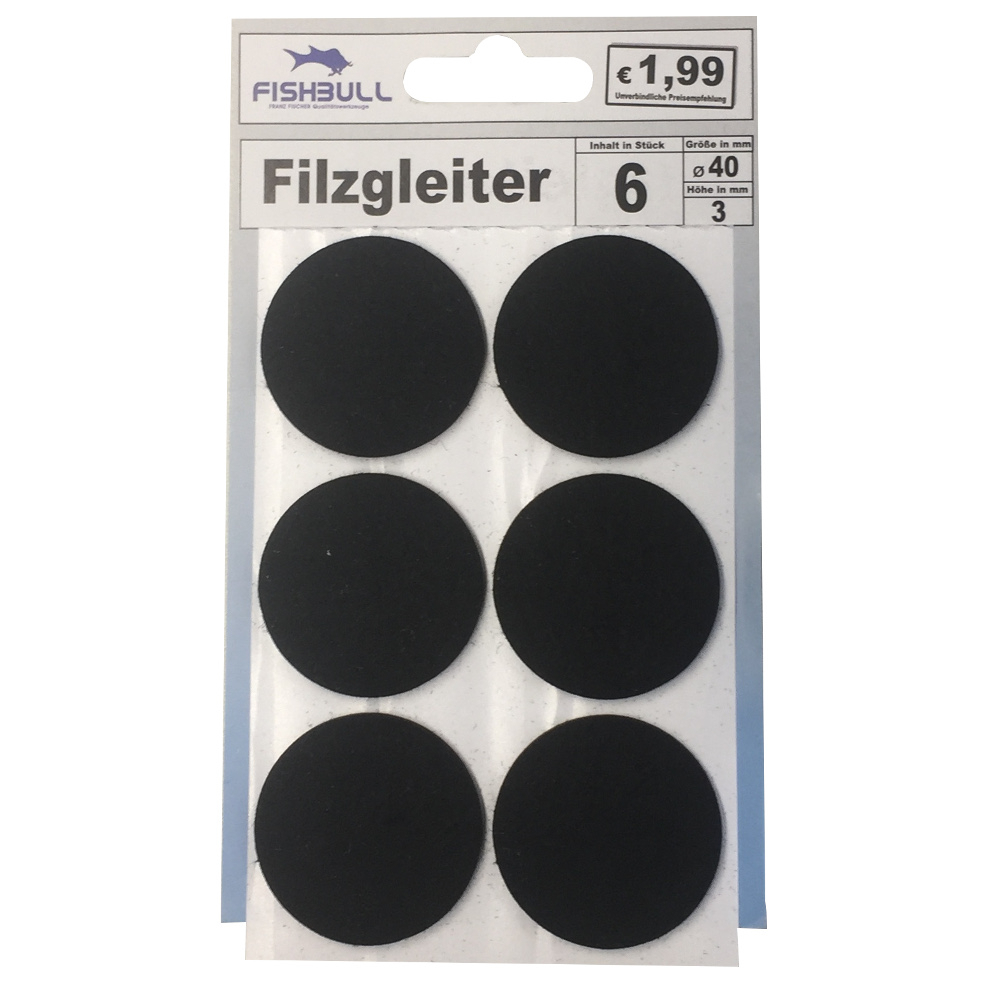 Filzgleiter &Oslash;40 mm 6 St&uuml;ck selbstklebend rund in schwarz
