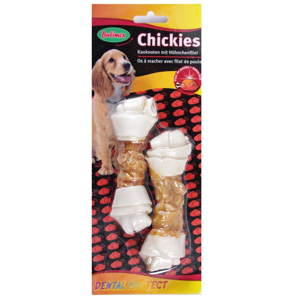 Chickies Kauknoten 2 St&uuml;ck aus Rinderhaut mit H&uuml;hnchenfilet