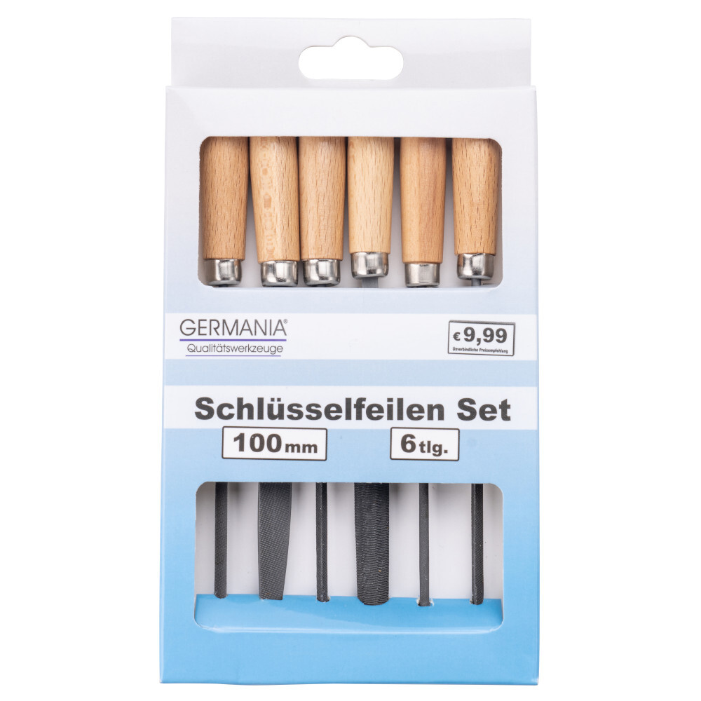 GERMANIA&reg; Schl&uuml;sselfeilen Satz 6 -teilig 100 mm mit Holzheft image number 1