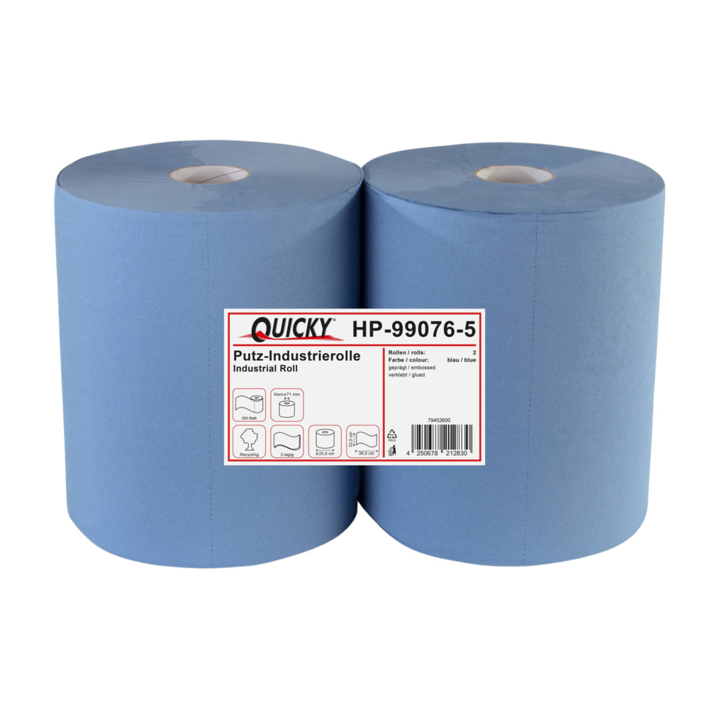 Putztuchrolle 2-lagig 33x36 cm 500 Blatt 2er-Pack blau image number 3