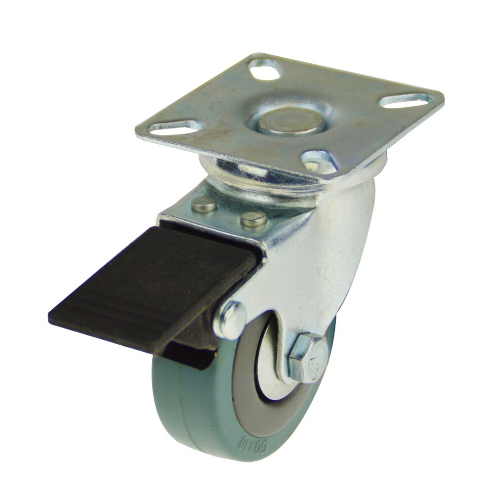 Lenkrolle &Oslash;50mm max.40kg grau Transportrolle Vollgummi Feststellbremse Rolle