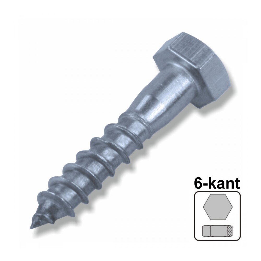 Sechskant Holzschraube 6,0x30mm A2 Edelstahl DIN571 6-kant