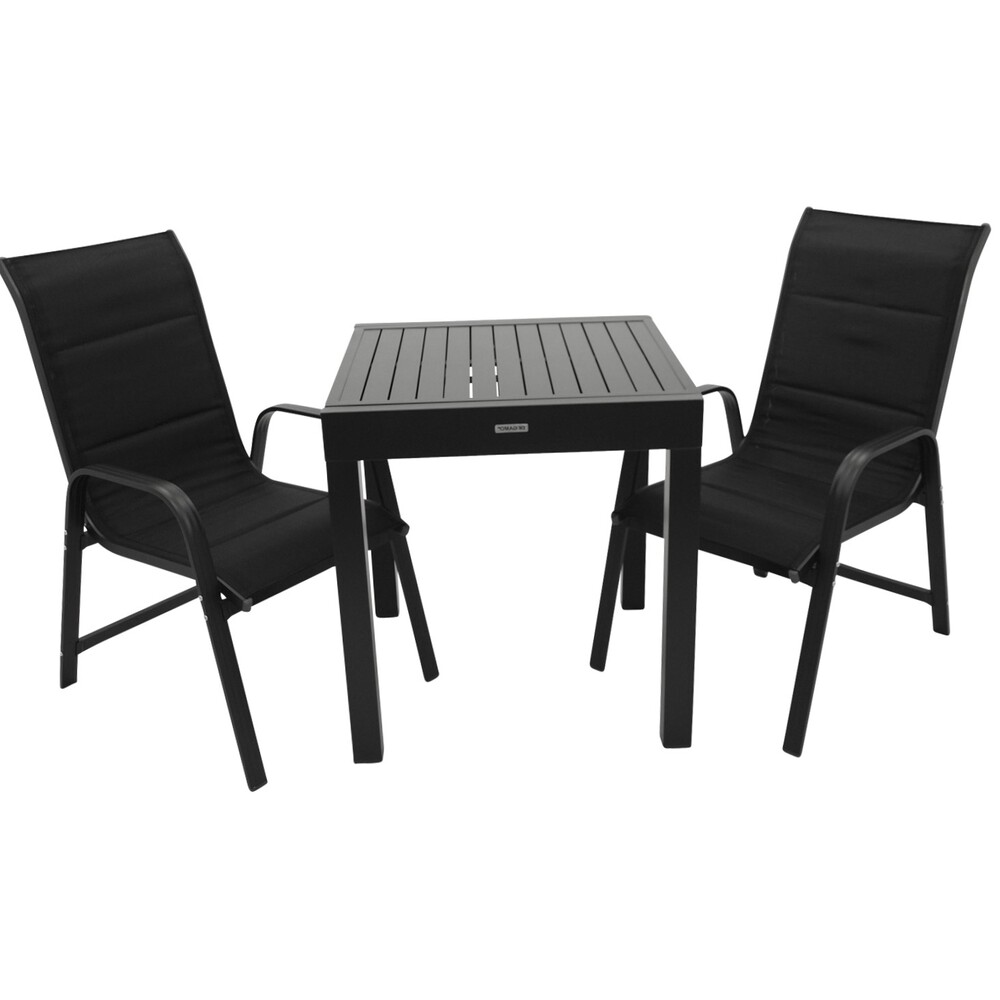Gartengarnitur 3-teilig Alu Ausziehtisch dunkelgrau