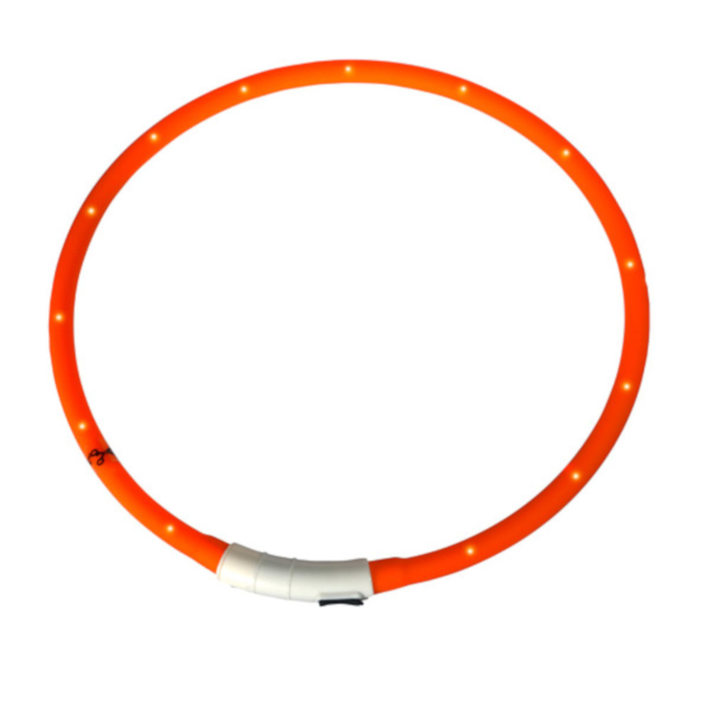 LED Leuchtschlauch Hundehalsband Silikon orange k&uuml;rzbar