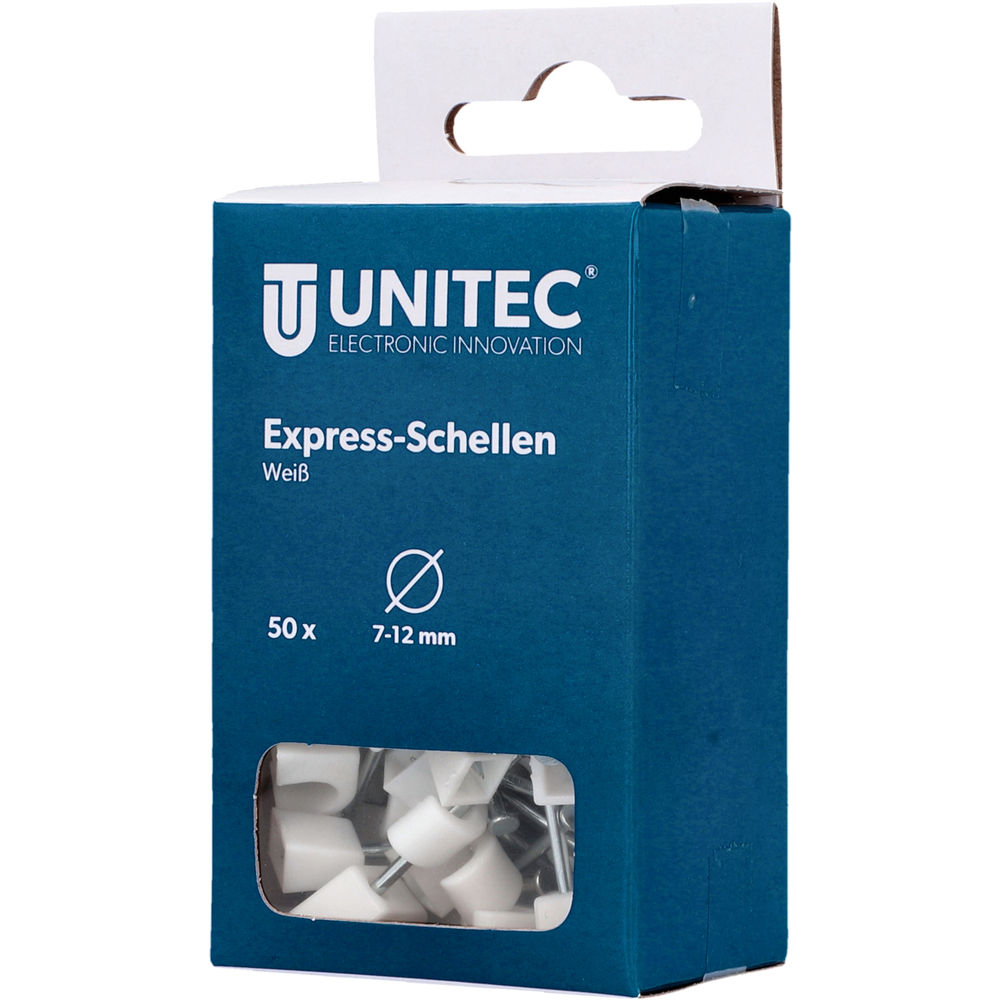 Express-Schellen 7-12 mm mit Nagel 30 mm verzinkt 50 St&uuml;ck wei&szlig; image number 1