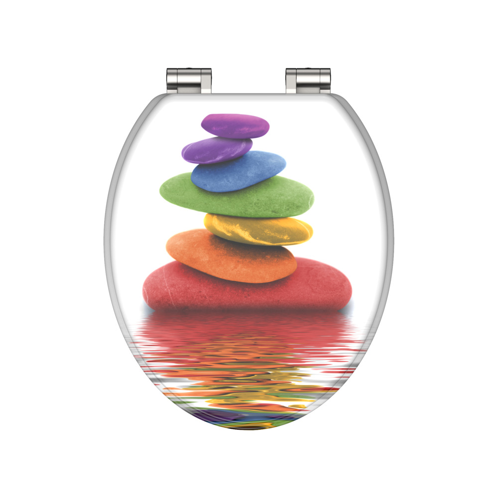 WC-Sitz MDF mit Absenkautomatik Motiv Colorful-Stones