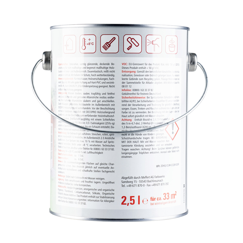 DECOPRO Wetterschutzfarbe silbergrau seidengl&auml;nzend 2,5 Liter image number 1