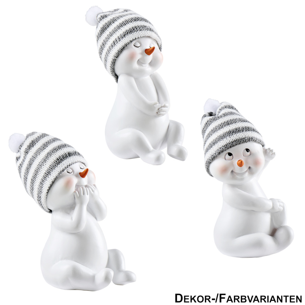 Dekofigur Schneemann mit Strickm&uuml;tze ca. 13 cm Polyresin Designauswahl