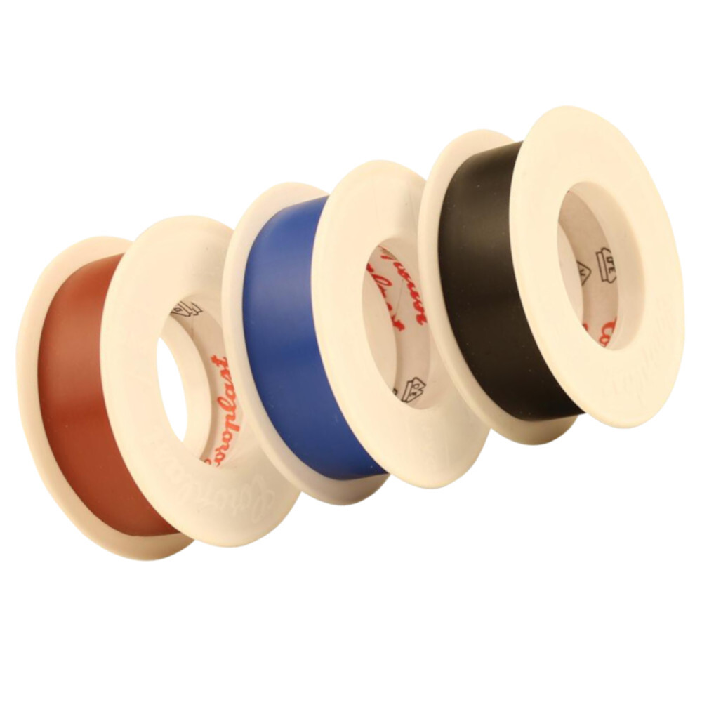 PVC Isolierband 3 Rollen 15 mm braun schwarz blau f&uuml;r Elektroinstallation