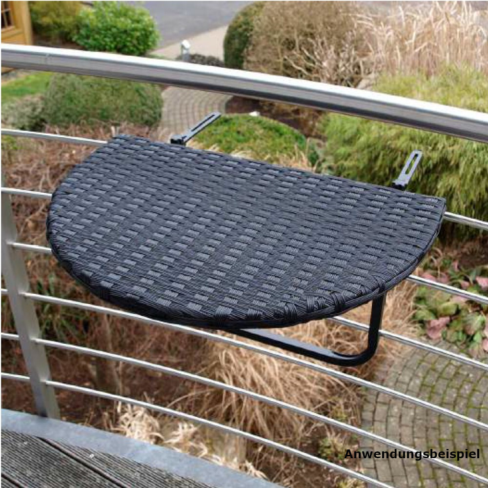 Balkonh&auml;ngetisch 60 x 40 cm, Polyrattan schwarz image number 1