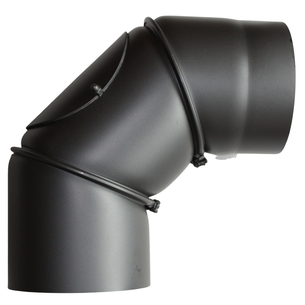 Bogen f&uuml;r Ofenrohr verstellbar &Oslash; 150 mm mit Putzt&uuml;r gussgrau image number 1