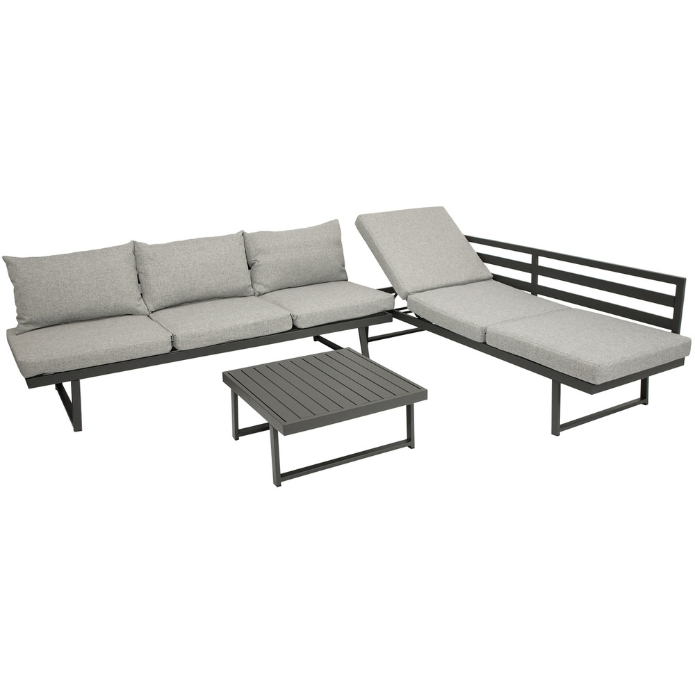 Funktions-Loungeset 3-Sitzer Aluminium 3-teilig Hellgrau image number 2