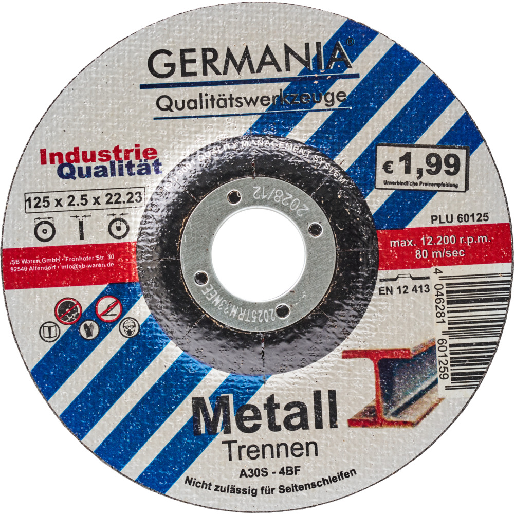 Trennscheibe Metall 125x2,5 bombiert Industriequalit&auml;t Trennen