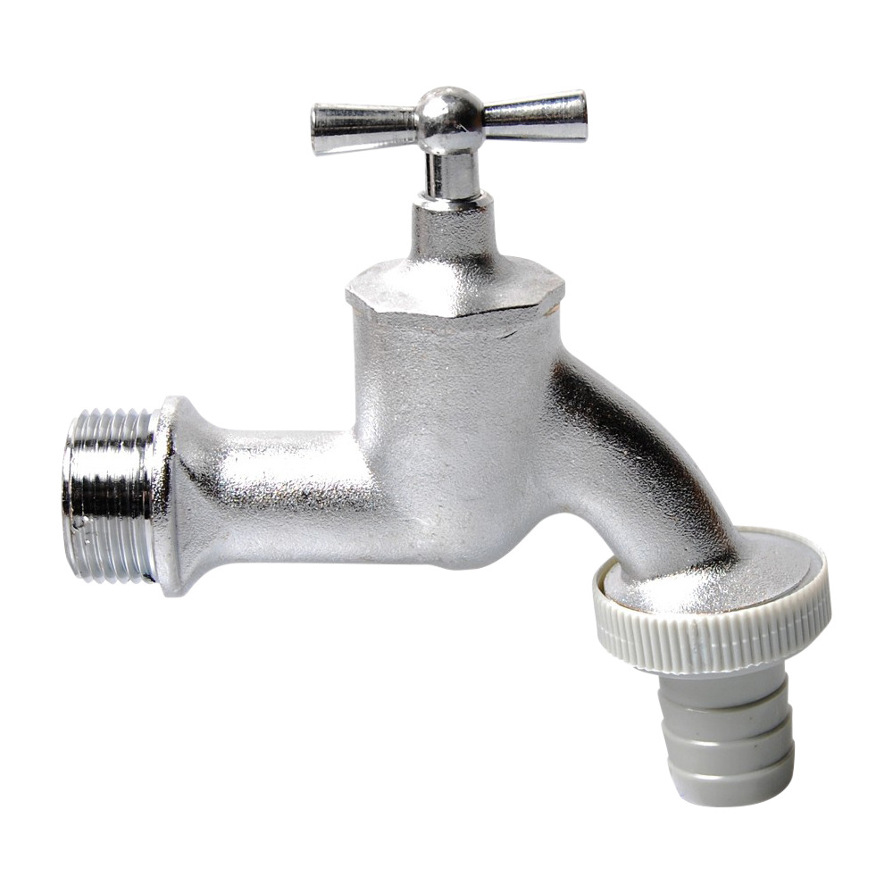 Auslaufventil 3/4" Messing matt verchromt Knebelgriff Wasserhahn