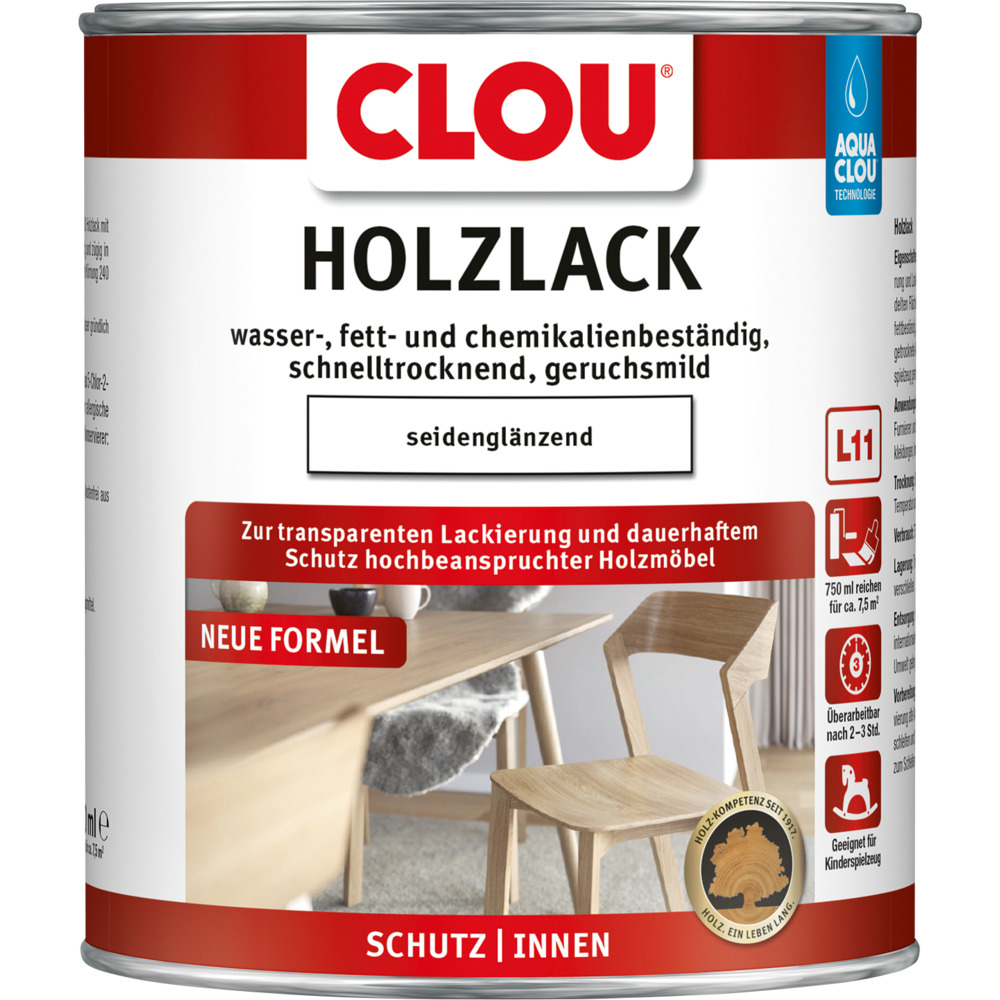 Clou&reg; L11 AQUA-Holzlack 750 ml seidengl&auml;nzend