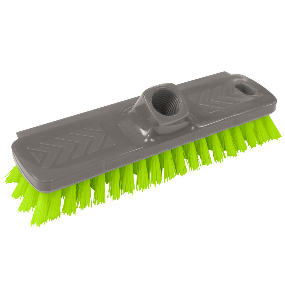 Schrubber 22 cm grau-gr&uuml;n mit Kunststoffborsten und Gewinde