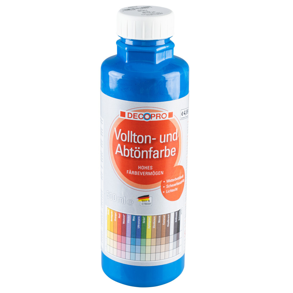 DECOPRO Vollton und Abt&ouml;nfarbe 500 ml blau innen und au&szlig;en