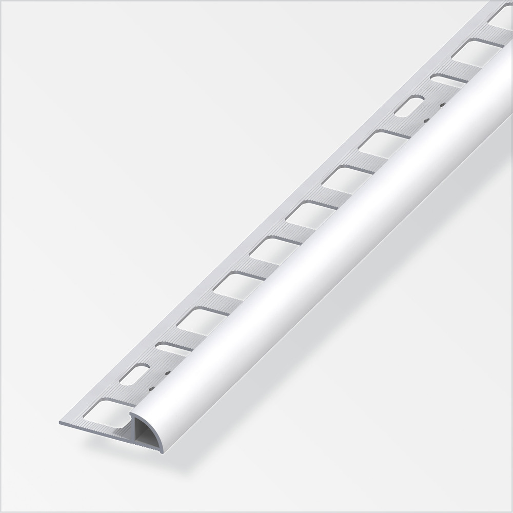 Fliesenprofil Viertelkreis Aluminium eloxiert 2500 x 10 x 19,5 mm silberfarben