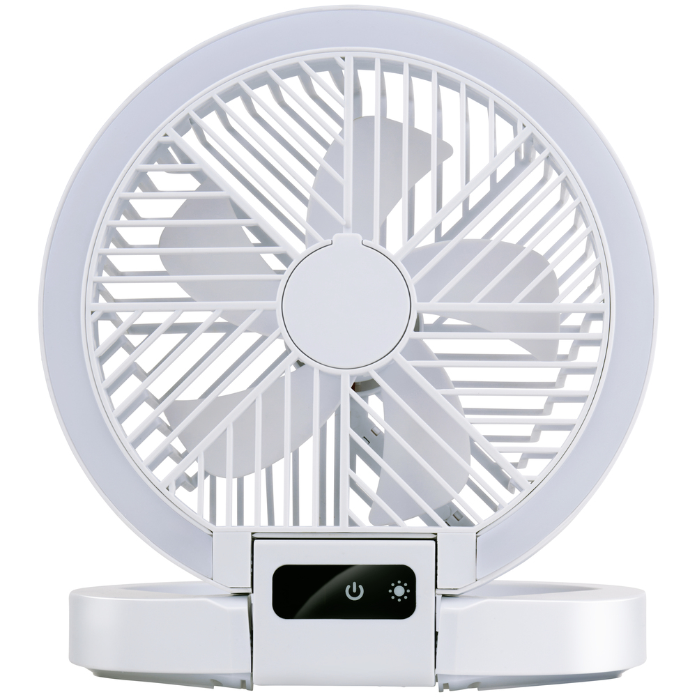 USB-Tischventilator mit Lichtring 1200 mAh, wei&szlig;