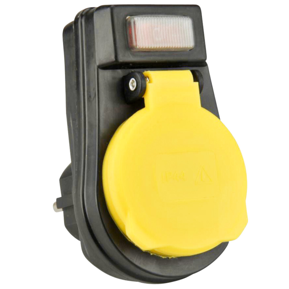 Zwischenstecker mit Schalter IP 44 schwarz