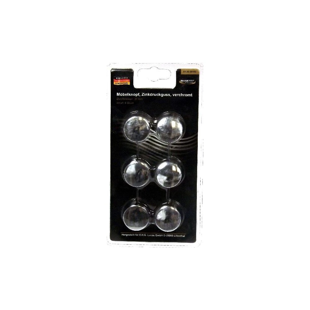 M&ouml;belknopf Zinkdruckguss verchromt 30 mm 6-teilig