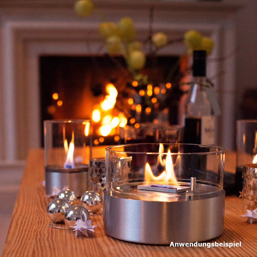 Firefix Tischfeuer Tenderflame &bdquo;Cafe Alu" in silber mit Edelstahl-Docht image number 1
