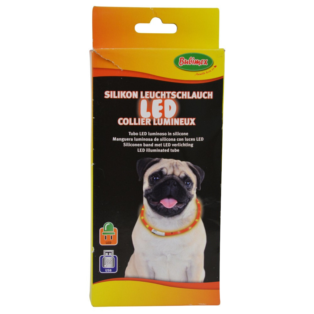 LED Leuchtschlauch Hundehalsband Silikon orange k&uuml;rzbar image number 1