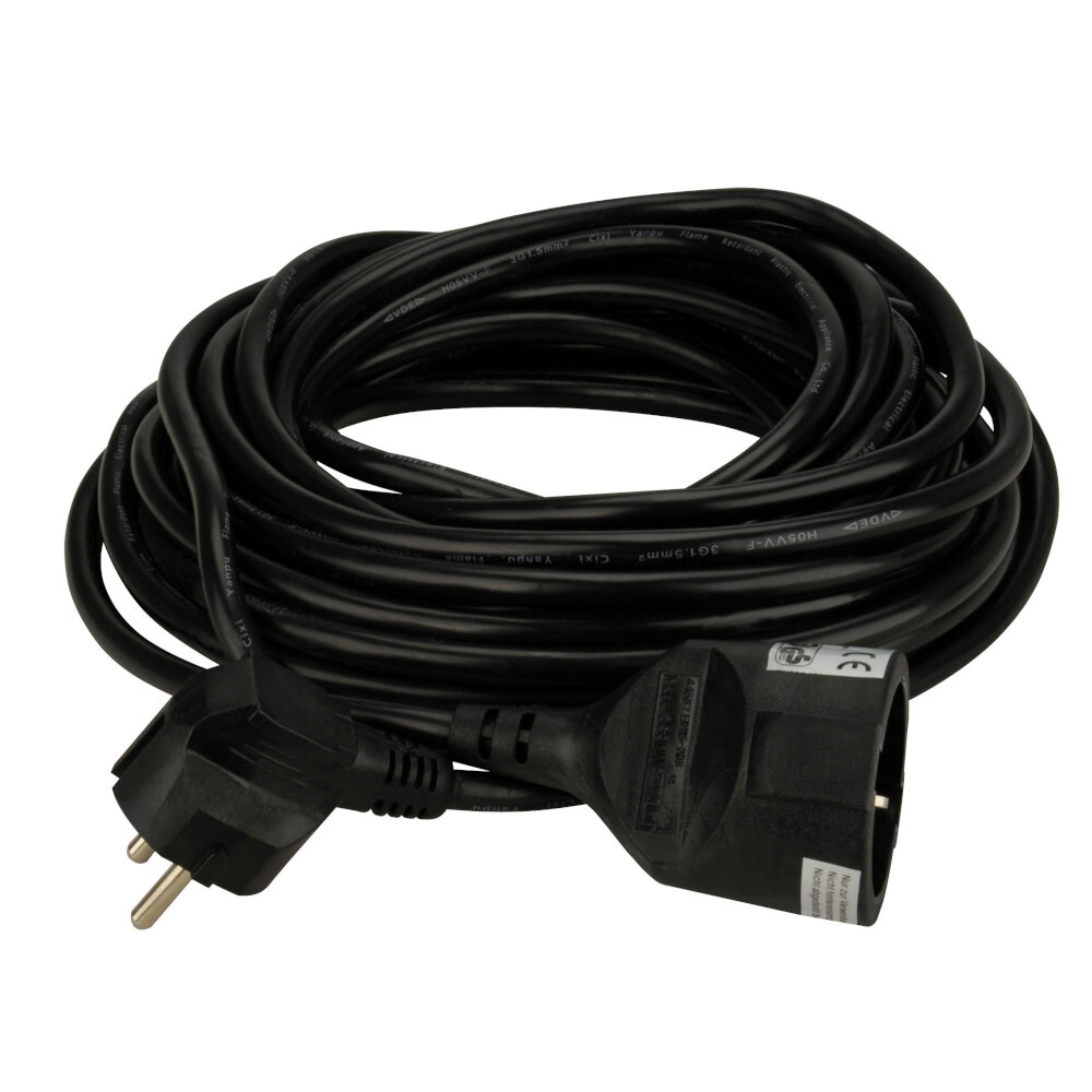 Verl&auml;ngerungskabel 10 m mit Schutzkontakt-Stecker schwarz