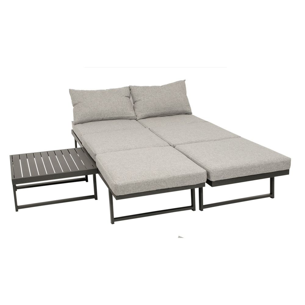 Funktions-Loungeset 3-Sitzer Aluminium 3-teilig Hellgrau image number 4