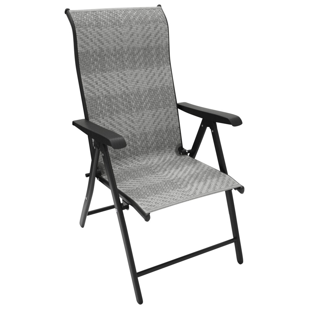 Klappsessel 2-er Set Stahl Schwarz und Polyrattan Grau